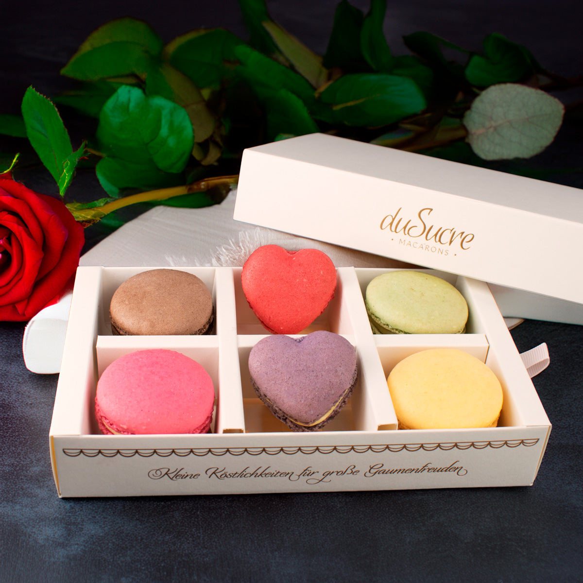 6er Macaron Geschenkbox - Love Edition