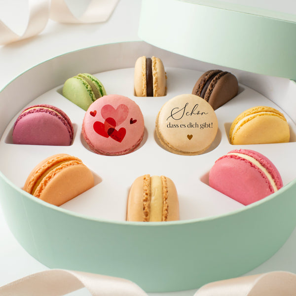 Macaron-Geschenkbox mit Botschaft – 10 Stück