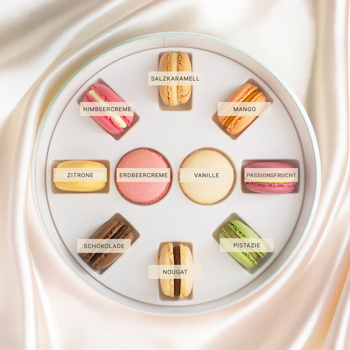 Macaron-Geschenkbox mit Botschaft – 10 Stück