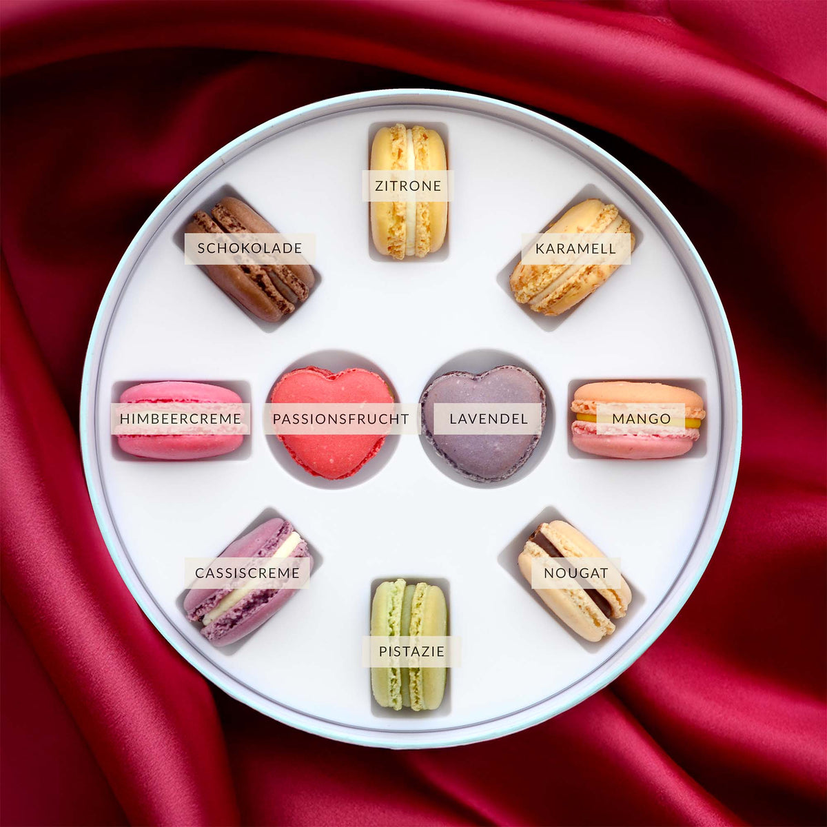 Macaron mit Wunschname Geschenkbox  - Valentinstag