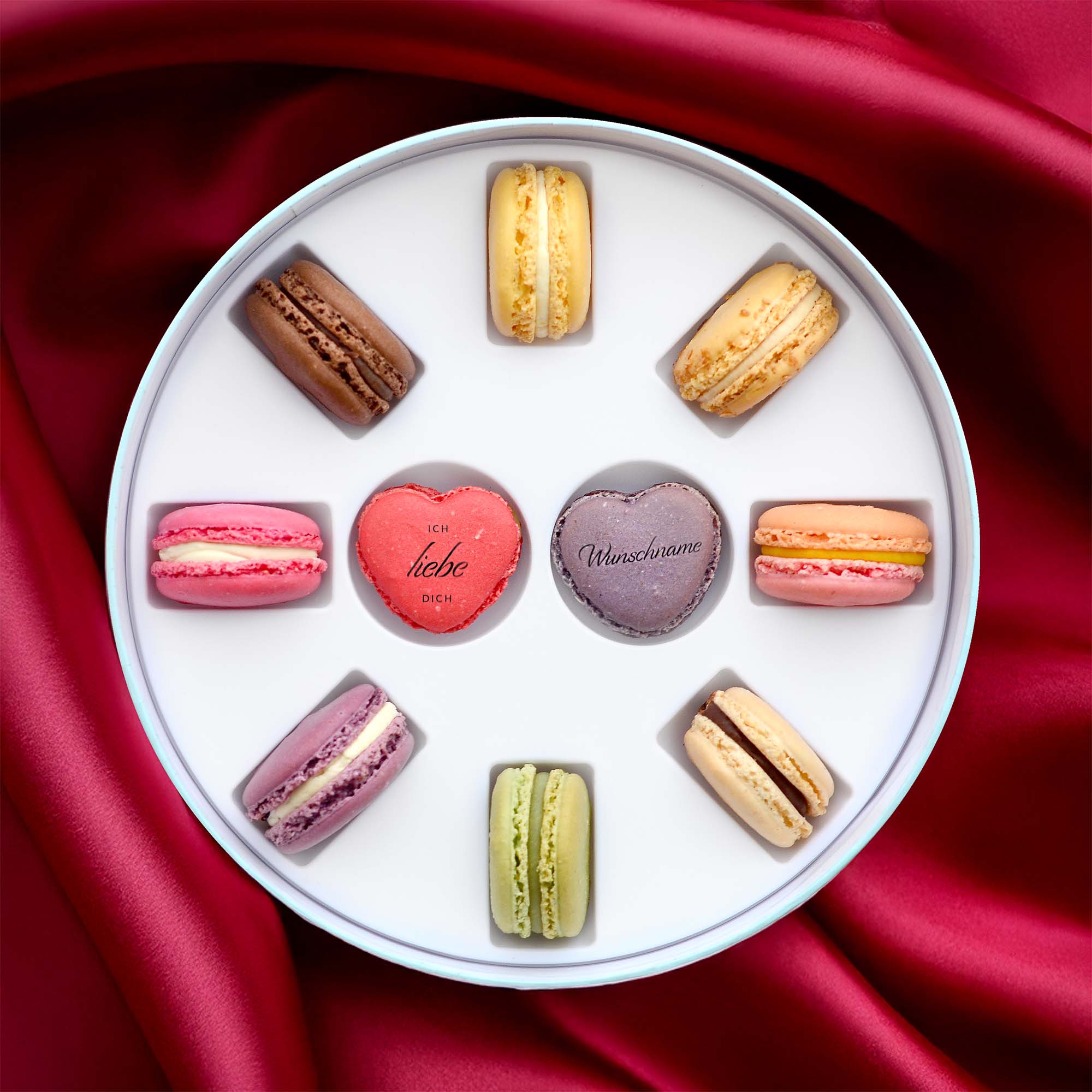 Macaron mit Wunschname Geschenkbox  - Valentinstag