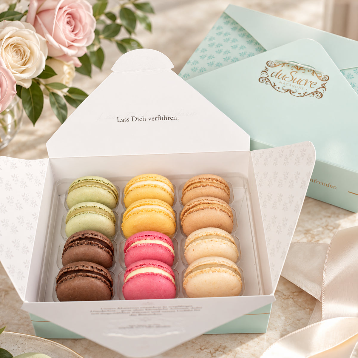 12er Macarons Geschenkbox - Probierset für Zwei