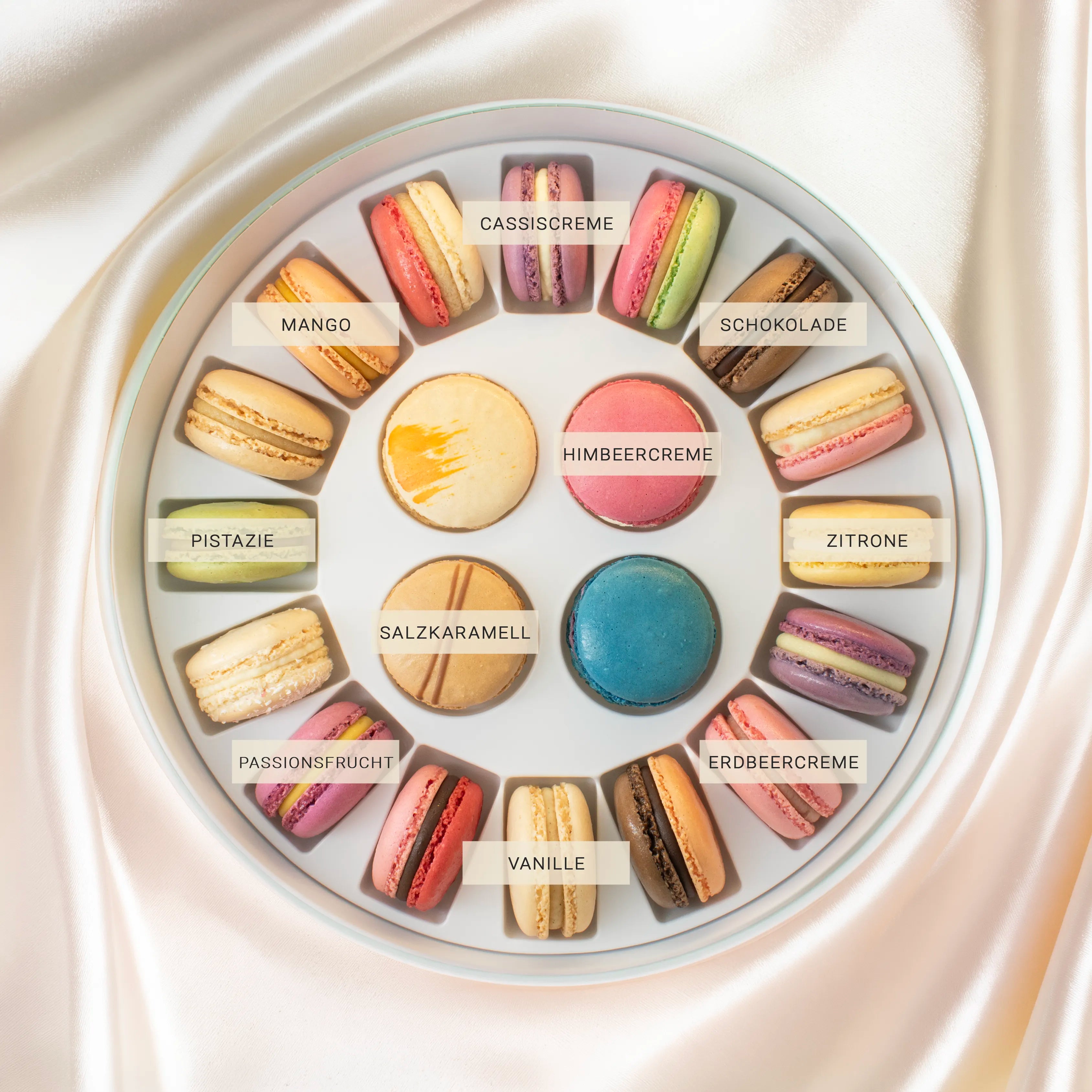 20er Macaron Geschenkbox  - Sortenkarussell