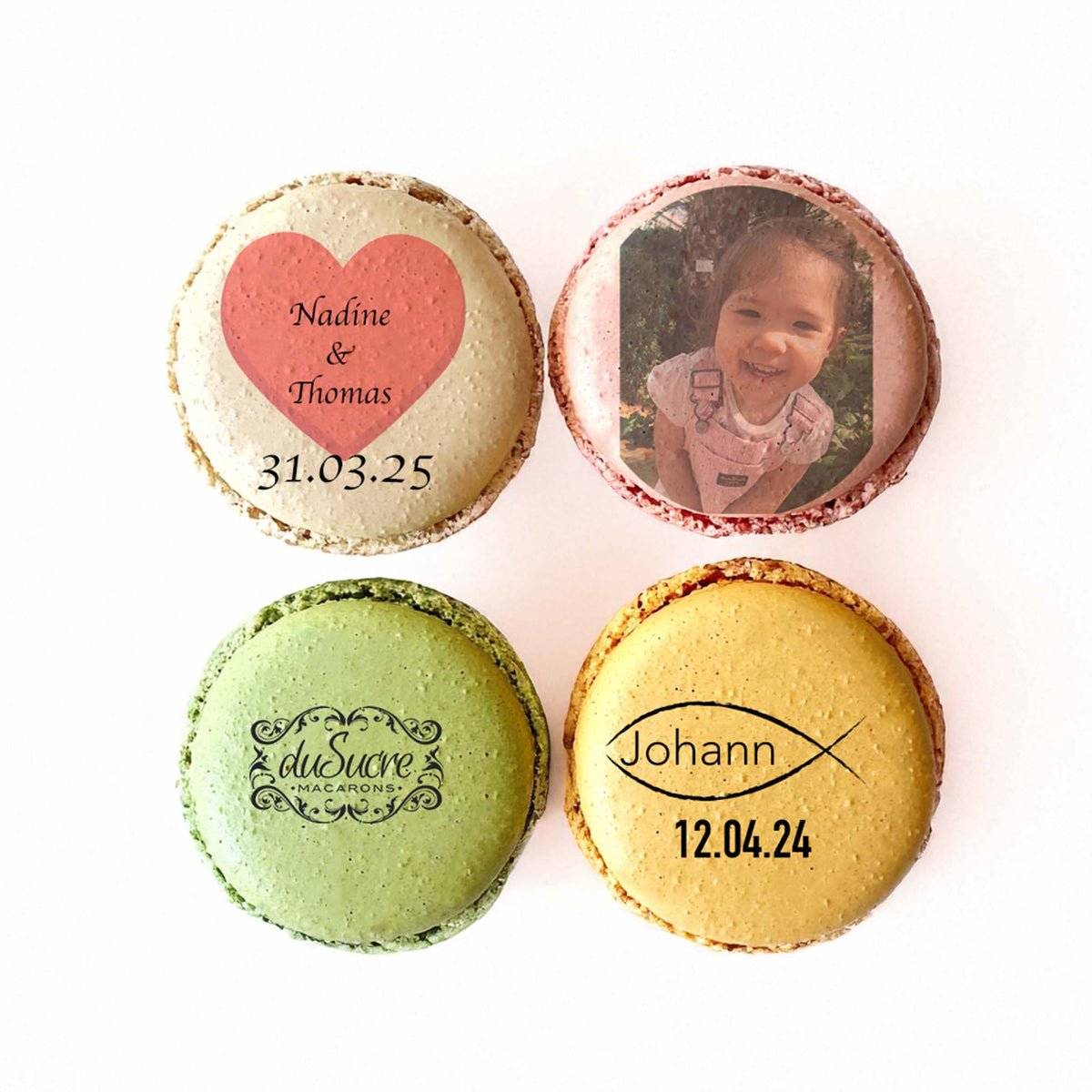 Personalisierte bedruckte Macarons mit Logo oder Schriftzug