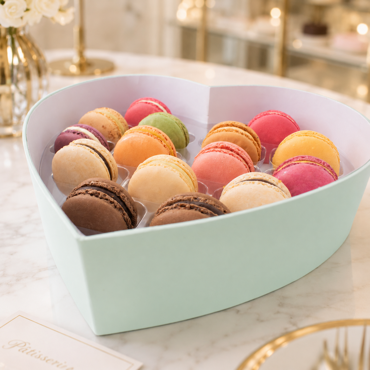 Herz Macaron Geschenkbox - Haus Kollektion (ohne Alkohol)
