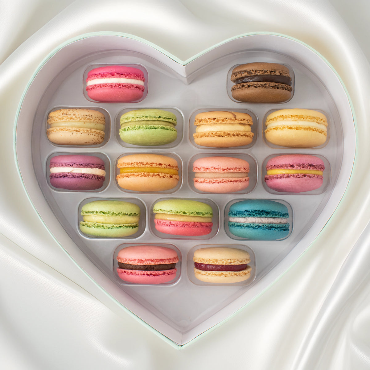 Herz Macaron Geschenkbox - Sorten Karrussell