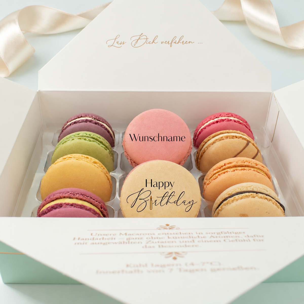 Macaron Geschenkbox zum Geburtstag - 12 Stück