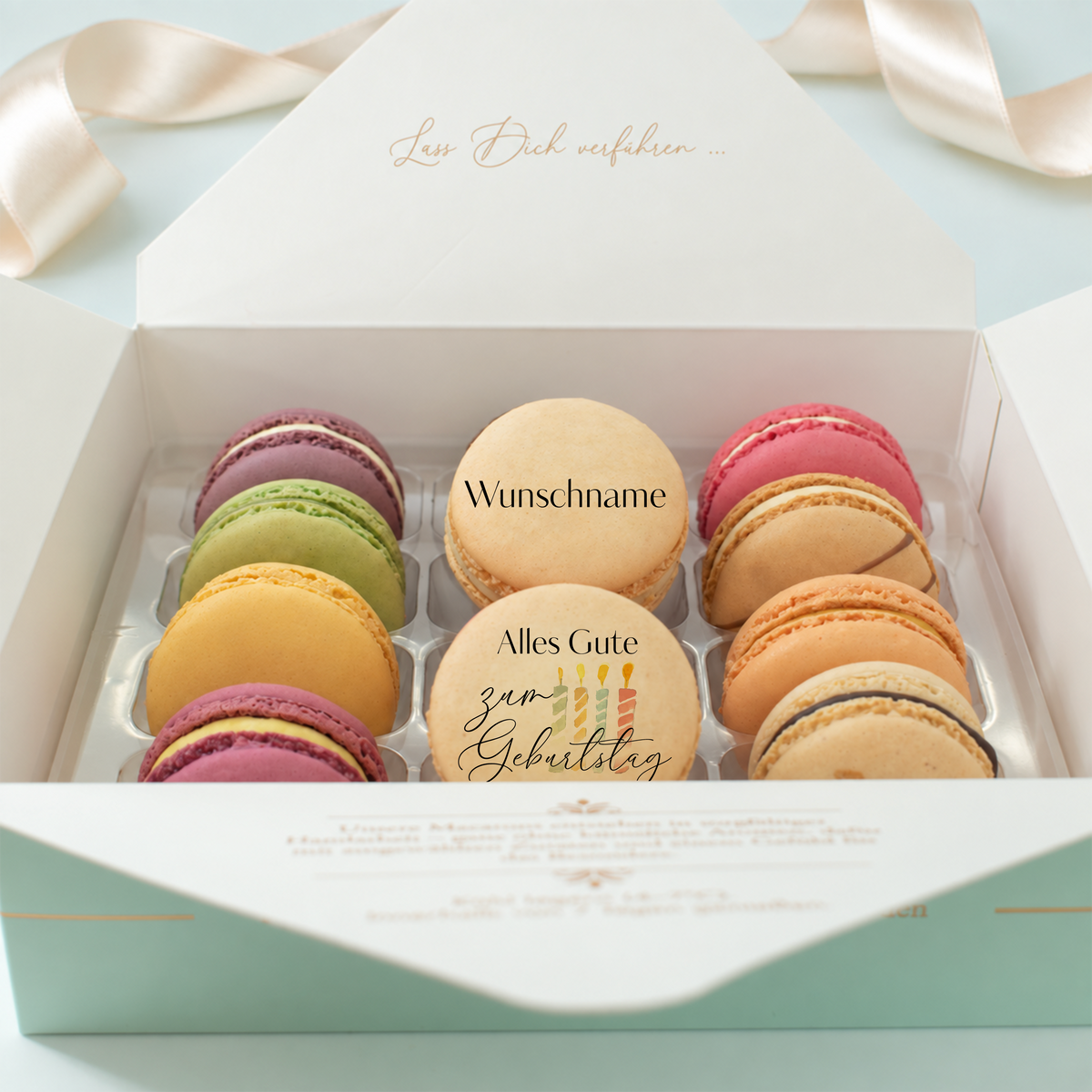 Macaron Geschenkbox zum Geburtstag - 12 Stück